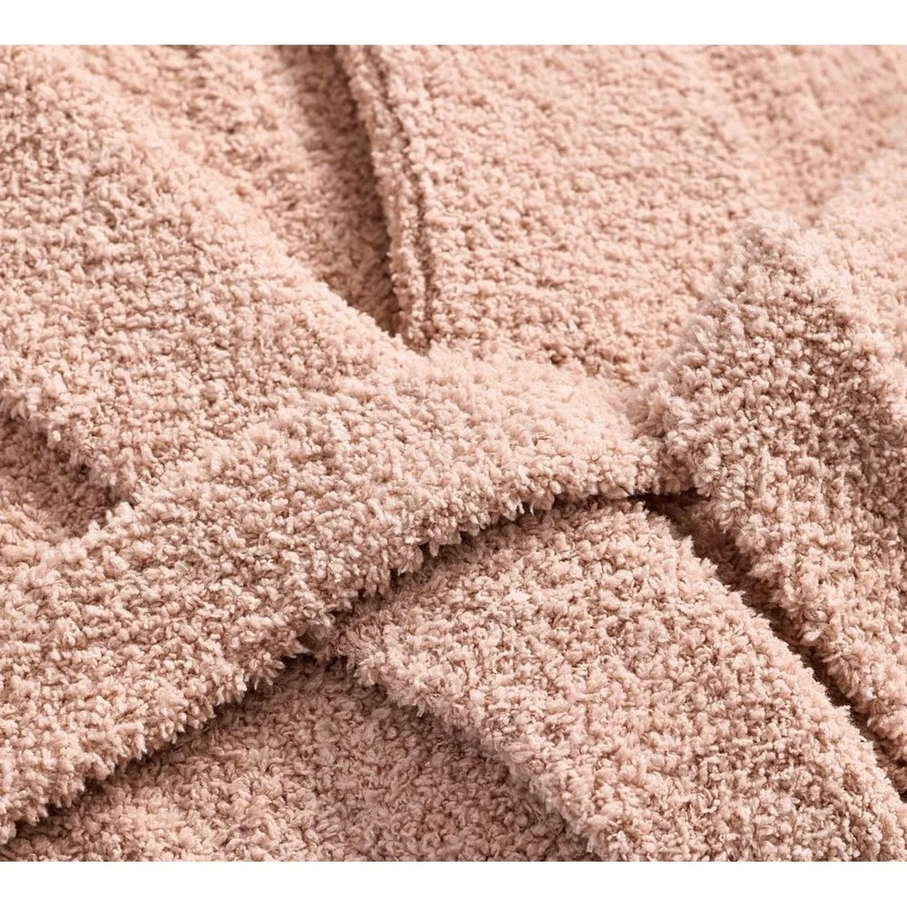 Pottery Barn Teddy Bear Cozy Ribbed Robe Blush‎ Pink Plush Shawl Collar / Medium
